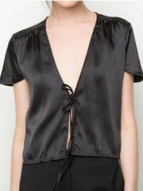 Brandy Melville Black Lace-Trim Top